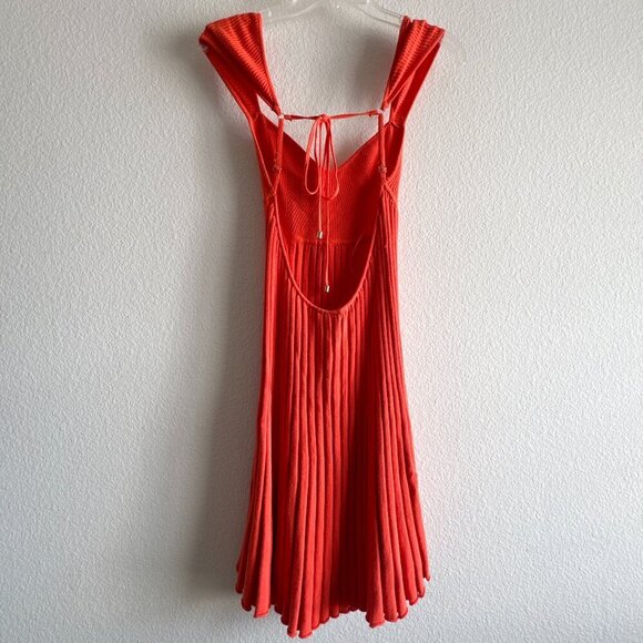 New Free People Cherie Tie Back Knit Mini Dress Size Medium Orange Red - Picture 6 of 16